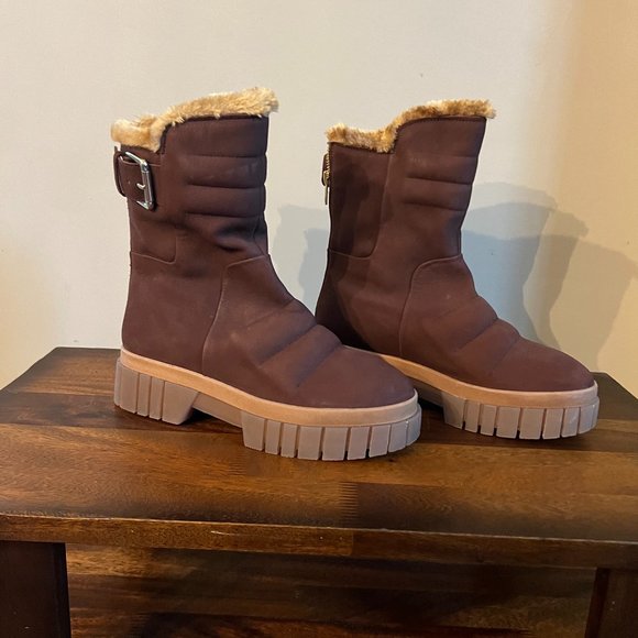 Free People Fable Faux Fur Boots Size 7.5   Color Brown - Picture 1 of 13
